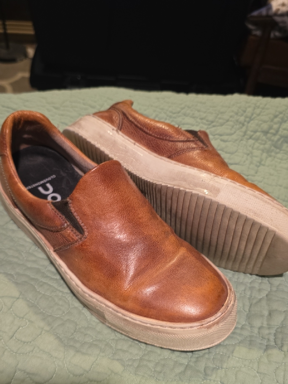 Bed Stu Tan Rustic Mason Womens Hermoine Leather Slip-On Loafers